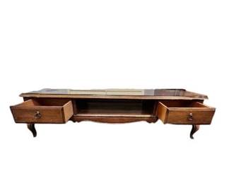 $75 USD      Antique Wood 2 Drawer Coffee Table WDI224-20     This Antique Wood 2 Drawer Coffee Table. Crafted from high-quality wood, this elegant coffee table adds timeless charm to any room. The two spacious drawers offer convenient storage, while the antique finish adds a touch of rustic character. Upgrade your home decor today!

Dimensions: 61 x 22 x 15.5H in

Condition: Used and in good vintage condition. Signs of wear commensurate of use and age. The top will have to be refinished or painted.

Location: Local pick up Portland, OR 97224.  Shipper suggestions available upon request.     https://goodbyhello.com/products/copy-of-carved-wood-coffee-table-w-marble-top-wdi224-19?_pos=8&_sid=f1836dac0&_ss=r