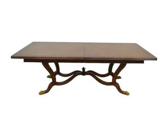 $2000 USD      Copeland Ferguson Regency Blenhaim Dining Table Ash Burlwood WDI224-27      Description: High Quality American Made Olive Ash Burl Wood Veneer Top Solid Wood Base with Gilt Painted Claw Feet 2 Large Leaves Opens to 11 Feet

Dimensions: 90.5 x 52.75 x 30.25H in |  2 Leaves 20.75W  Fully Extended 132”

Condition: Very good condition with only very minor signs of use. 

Location: Local pick up Portland, OR 97224.  Shipper suggestions available upon request.     https://goodbyhello.com/products/copy-of-3-yuji-hiratsuka-1993-chine-colle-etchings-color-intaglio-wdi224-26?_pos=20&_sid=f1836dac0&_ss=r