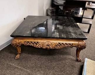 $1200 USD      Ornate Carved Wood Coffee Table w/Marble Top WDI224-19    Elevate your living space with our exquisite Carved Wood Coffee Table featuring a luxurious marble top. The intricate carving on the wood brings a touch of elegance and uniqueness, while the marble adds a touch of luxury. Perfect for adding style and functionality to your home.

 Dimensions: 48 x 48 x 21H in

Condition: Used and in good condition. Signs of wear commensurate of use and age. 

Location: Local pick up Portland, OR 97224.  Shipper suggestions available upon request.      https://goodbyhello.com/products/copy-of-square-glass-coffee-table-w-metal-base-wdi224-18?_pos=24&_sid=f1836dac0&_ss=r
