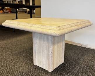 $400 USD      Square Travertine Side End Pedestal Table WDI224-28      Elevate your living space with our Square Travertine Side End Table! Made from high-quality materials, it adds a touch of sophistication to any room. Its sleek design and sturdy construction make it both stylish and functional. Complete your home decor with this charming piece!

Dimensions: 28 x 28 x 20H in

Condition: Very good condition with only very minor signs of use. 

Location: Local pick up Portland, OR 97224.  Shipper suggestions available upon request.      https://goodbyhello.com/products/copy-of-copeland-ferguson-regency-blenhaim-dining-table-wdi224-27?_pos=7&_sid=f1836dac0&_ss=r