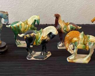 Horses Tang Style Sancai Glazed  Cloisonne Enamel 