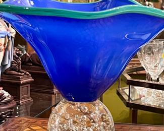 Art Glass Vase with Bubble Base