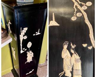 Pair of Black Lacquer and Bone Inlay Pedestals - 60% off