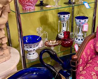 Collection of White Cut to Blue Mantle Lusters