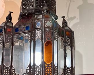 Vintage Moroccan Stain Glass Hanging Lamp , from Neiman Marcus - 60% off, we have a pair of them