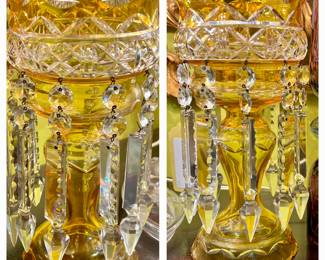 Pair of Overlay Glass Mantle Lusters