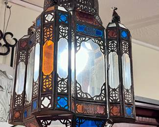Vintage Moroccan Stain Glass Hanging Lamp , from Neiman Marcus - 60% off, we have a pair of them
