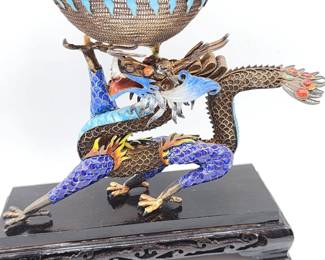 Enamel silver Chinese dragon 