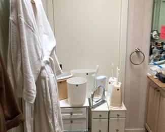 Robes, bathroom storage