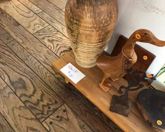 Large orange and brown pottery vase