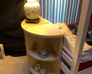 Half round side table, Asian style lamp