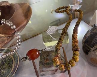 Venetian Trading Beads.  Antique in beautiful condition. And a Bakelite Prayer bead.  Really cool.