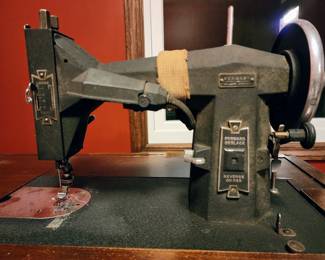 Antique Wood Sewing Table with Kenmore 65 Watts 110 Volts Sewing Machine