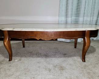 Antique Wood & Marble Top Coffee Table