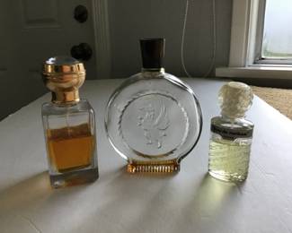 Jardin Duneroli 3.3 oz. $30. Jean D'Albret Ecusson 6 oz empty bottle $25. Eau de Rochas 28g $40