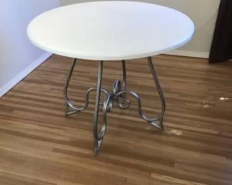 Wood Top Dining Table $45. Measures 38" Diameter x 29.5"H