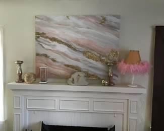 Pink, White, Gold Painting $50. Measures 47 x 36