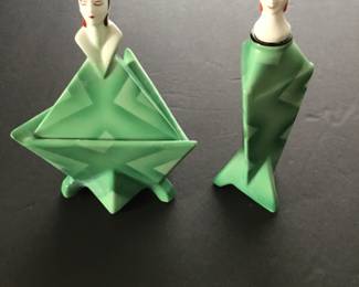 Bavarian Art Deco Powder Jar and Perfume Bottle $200