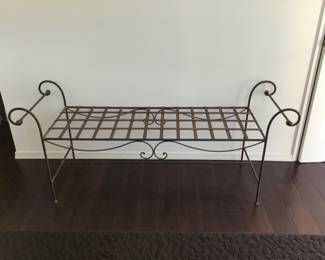 Iron Bench $200. Retails for over $900. Measures 62"W x 20"D x 25.5"H (at highest) Floor to seat w/o cushion 18".  Floor to seat with cushion 23"