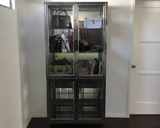 Vintage Glass Cabinet with 5 shelves. $300. Measures 36"W x 14"D x 76.5"H disassembles for easy transport