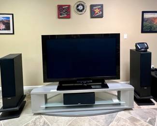LARGE TV Entertainment Center with Speakers & Stereo System