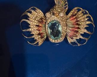 RARE COROCRAFT Blowfish BROOCH Gilt Sterling Enamel - ADOLF JATZ - Beautiful condition