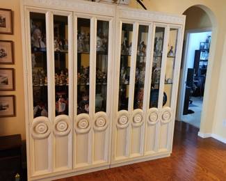 Pair of Stunning Thomasville Etagere Display Cabinets with Circular Handles