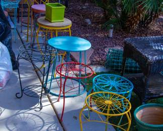 Colorful pottery stands