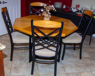 Wooden top dining table and chairs(x4)