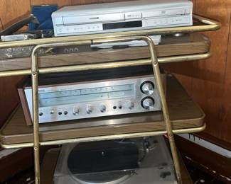 Vintage electronics Technics amp SA-80 is SOLD, Garrard turntable, JVC turntable, and Toshiba VHS / DVD combo