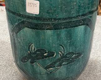 Green Glazed Chinese Vase or Canister