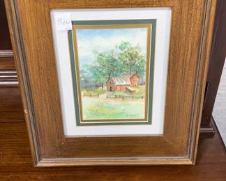 Watercolor of Rural Landscape by R or A Nowell