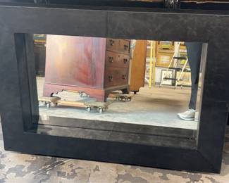 Leather Wrapped Beveled Mirror