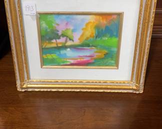 Sunset on Lake Watercolor by Mary Pat Smith