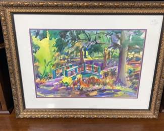 Bridge Landscape Watercolor by Deborah Wyatt and Emelie Hebert