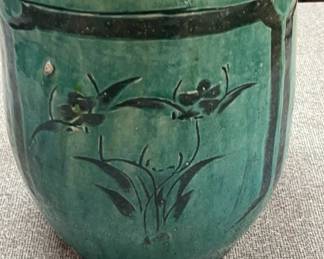 Green Glazed Chinese Vase or Canister
