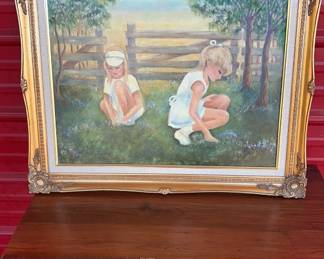 Girls Picking Flowers Oil Painting