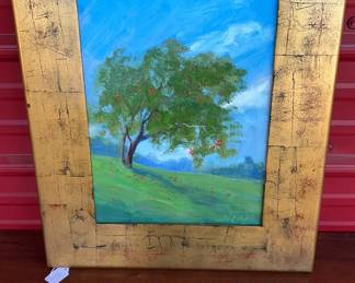 Tree Dropping Fruit Oil on Board by Patricia "Patti" Stodghill