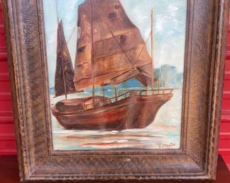 "Chinese Junk" Oil on Canvas by Sylvia Stanton