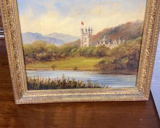 Antique Oil on Canvas of Castle by C. Helter
