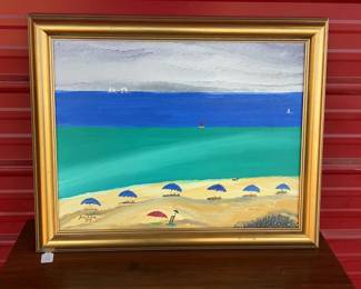 Beach Landscape Oil on Board by Jim Becker
