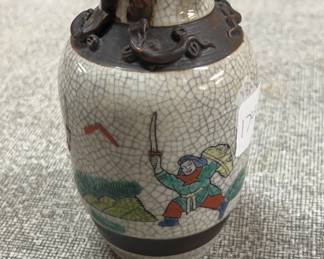 Chinese Nanking Crackle Warrior Vase