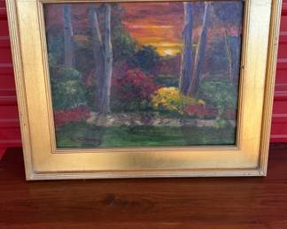 Sunset Oil on Board by Ann Montgomery