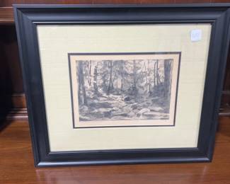 Graphite on Paper Landscape by Alan R. Flattmann