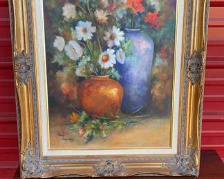 Vases with Flowers Oil on Canvas by Marty Ferguson
