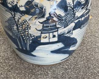 Chinese Blue & White Pagoda Ginger Jar