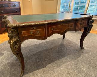French Leather Top Writing Desk with Ormulu