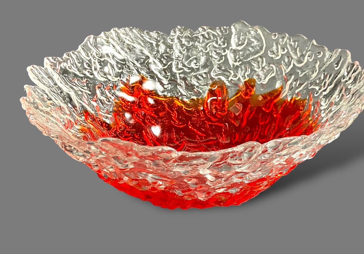 #4 • Mid-Century Large Orange Glass Bowl

