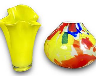 #6 • Pair of Vibrant Art Glass Vases
