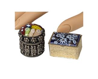 #174 • Two Vintage Enameled Trinket Boxes
